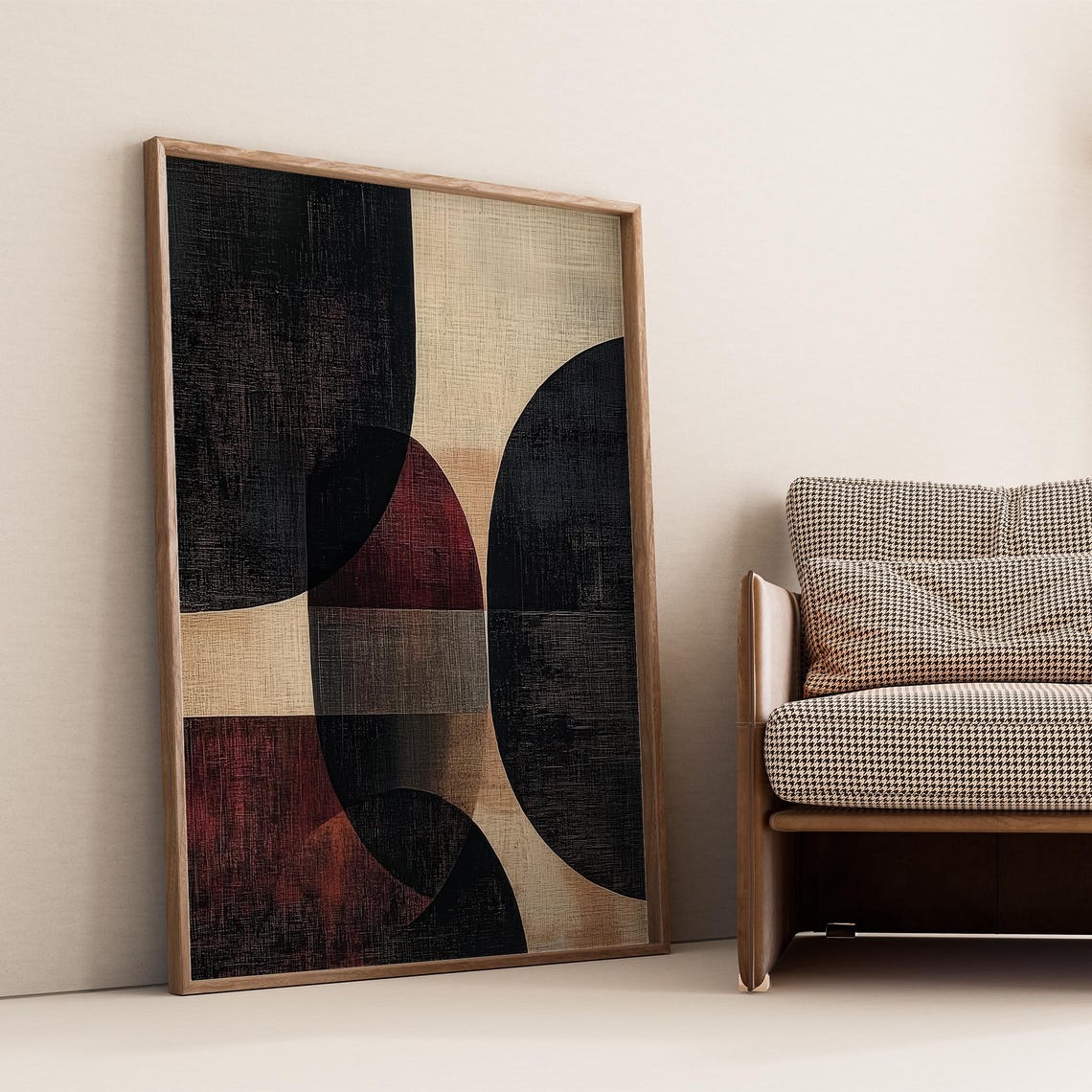 Overlapping Circles Dark Arches Beige Modern Abstract Poster - Image 4