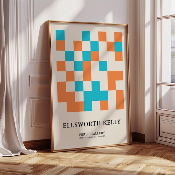 Minimalist Orange Blue Block Print Modern Abstract Wall Art For Offices Creative Spaces Apartment Living Room Decor Classy Wall Art