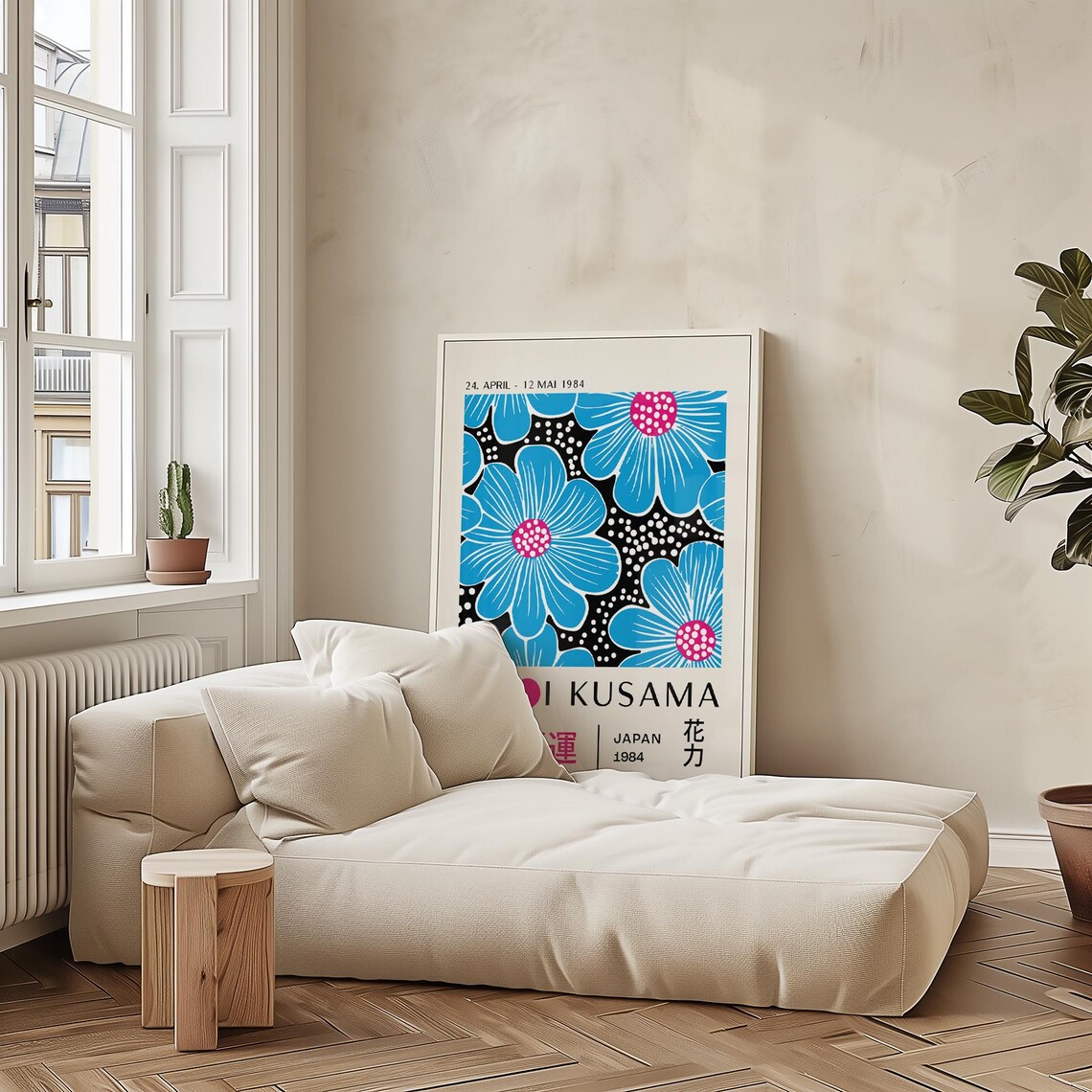 Yayoi Kusama 1984 Blue Floral Retro Exhibition Poster Japan Paris - Image 4