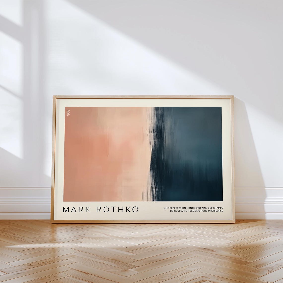 Mark Rothko Blush Pink Navy Color Field Minimal Abstract Style Poster