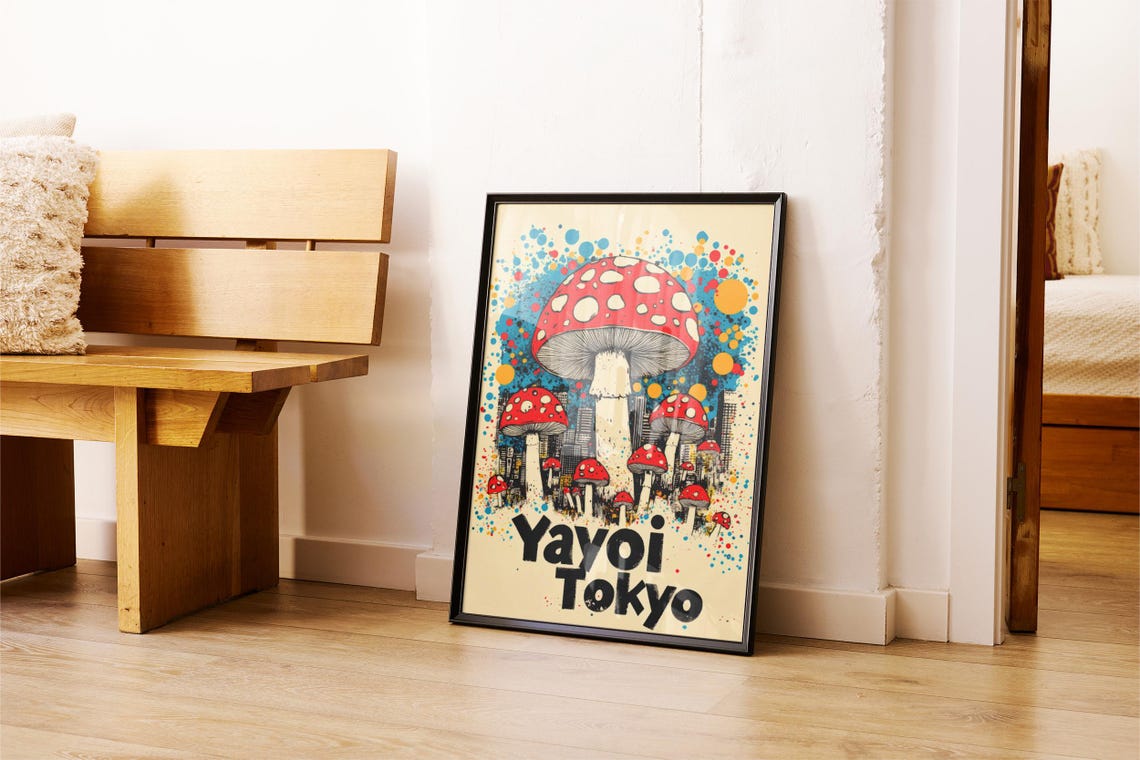 Japanese Anime Poster For Kids Room Wall Art Bold Colorful Wall Art For Children Room Print Japan Poster Retro Poster Mushroom Yayoi Art - Image 3