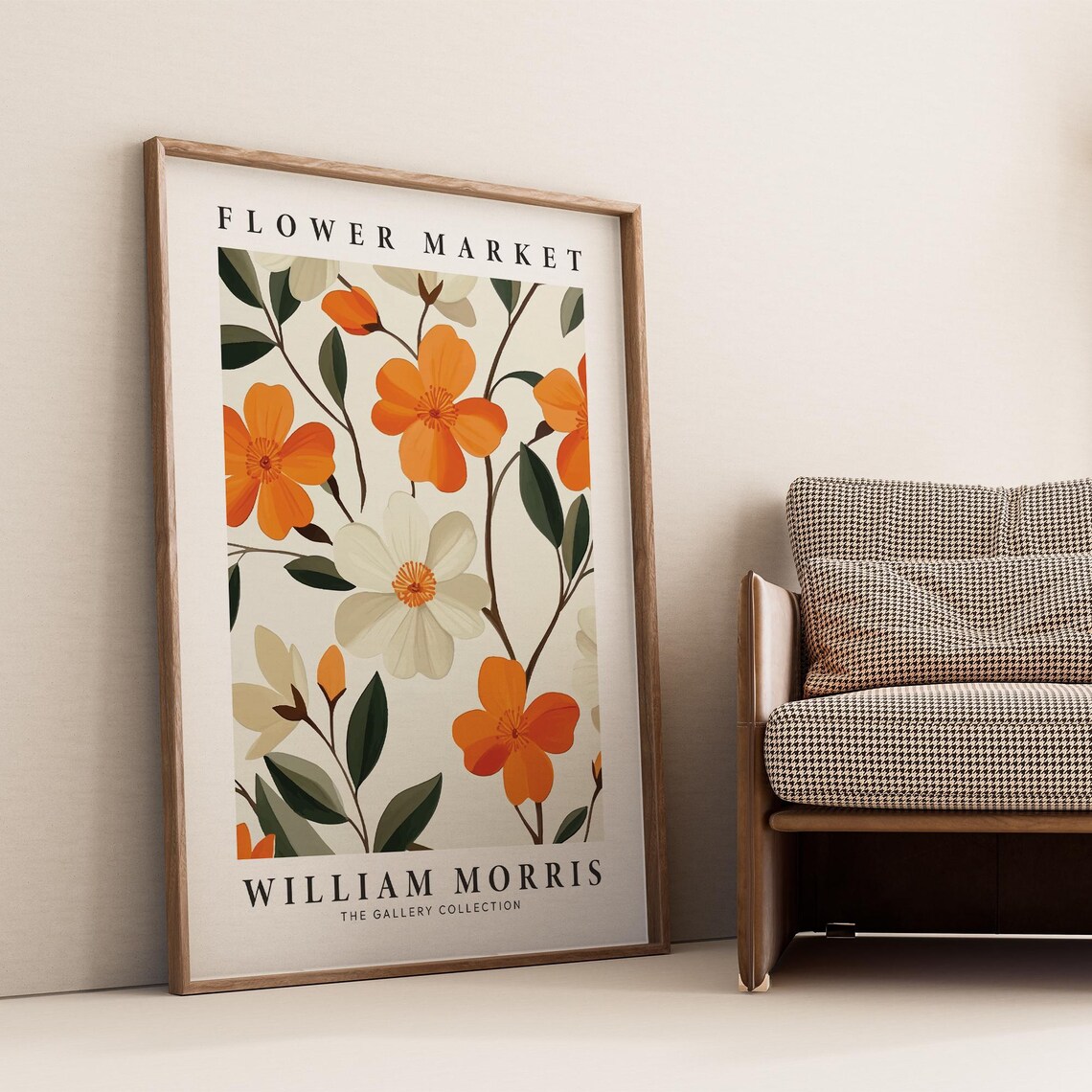 William Morris Flower Market Orange White Blossom Branch Poster