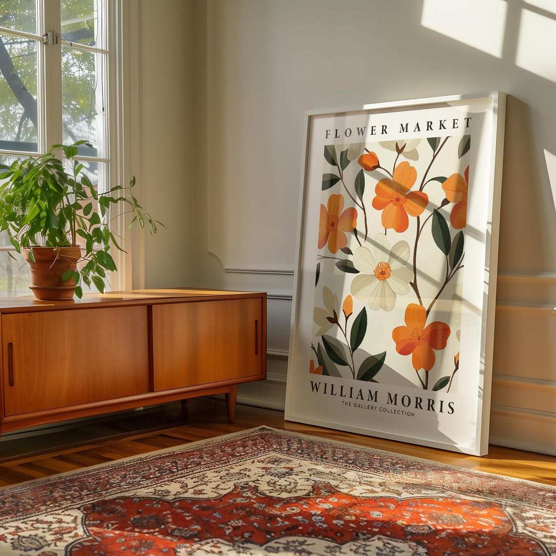 William Morris Flower Market Orange White Blossom Branch Poster - Image 4