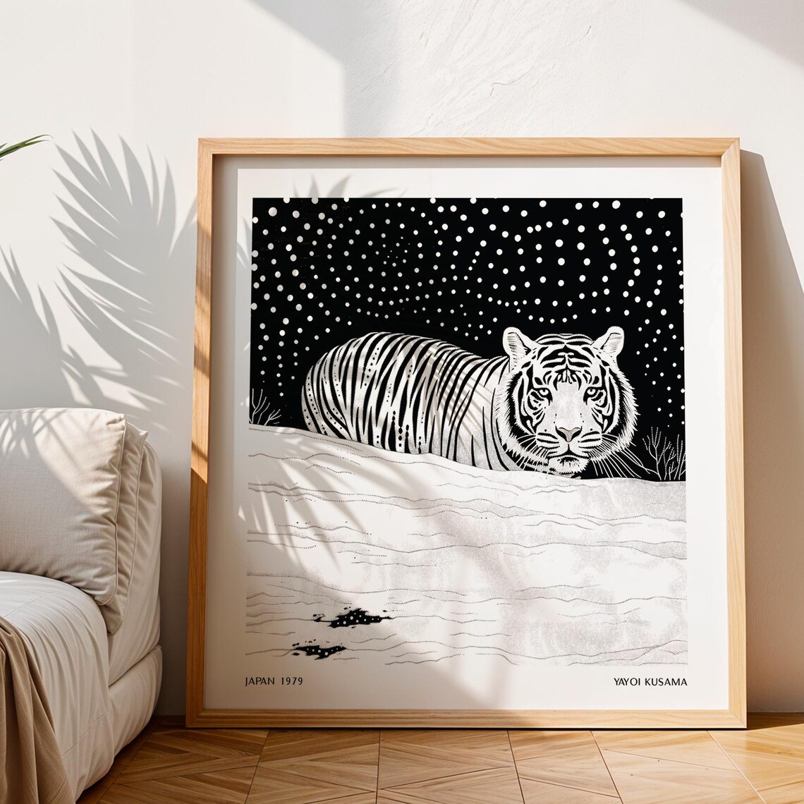 Tiger Resting Beneath A Dotted Starry Night Sky Yayoi Kusama Poster - Image 3