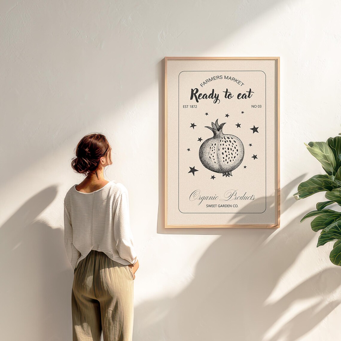 Ready to Eat Pomegranate Farmers Market Organic Vintage Kitchen Art Print
