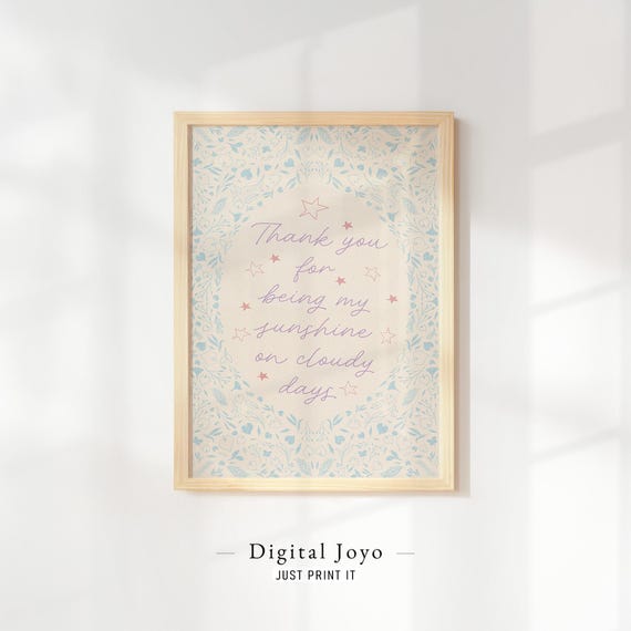 Skyblue Lavender Wreath Art Print Soft Floral Quote For Home Or Nursery Walls