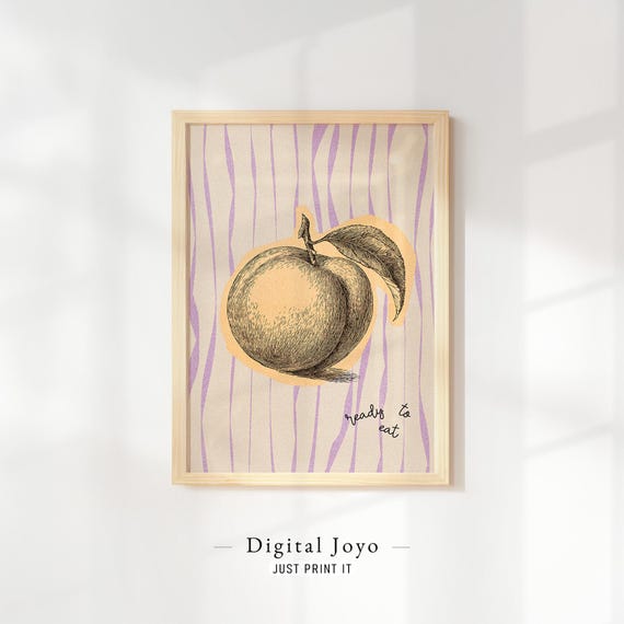 Rustic Peach Harvest Wall Art For Farmhouse Modern Kitchens Instant