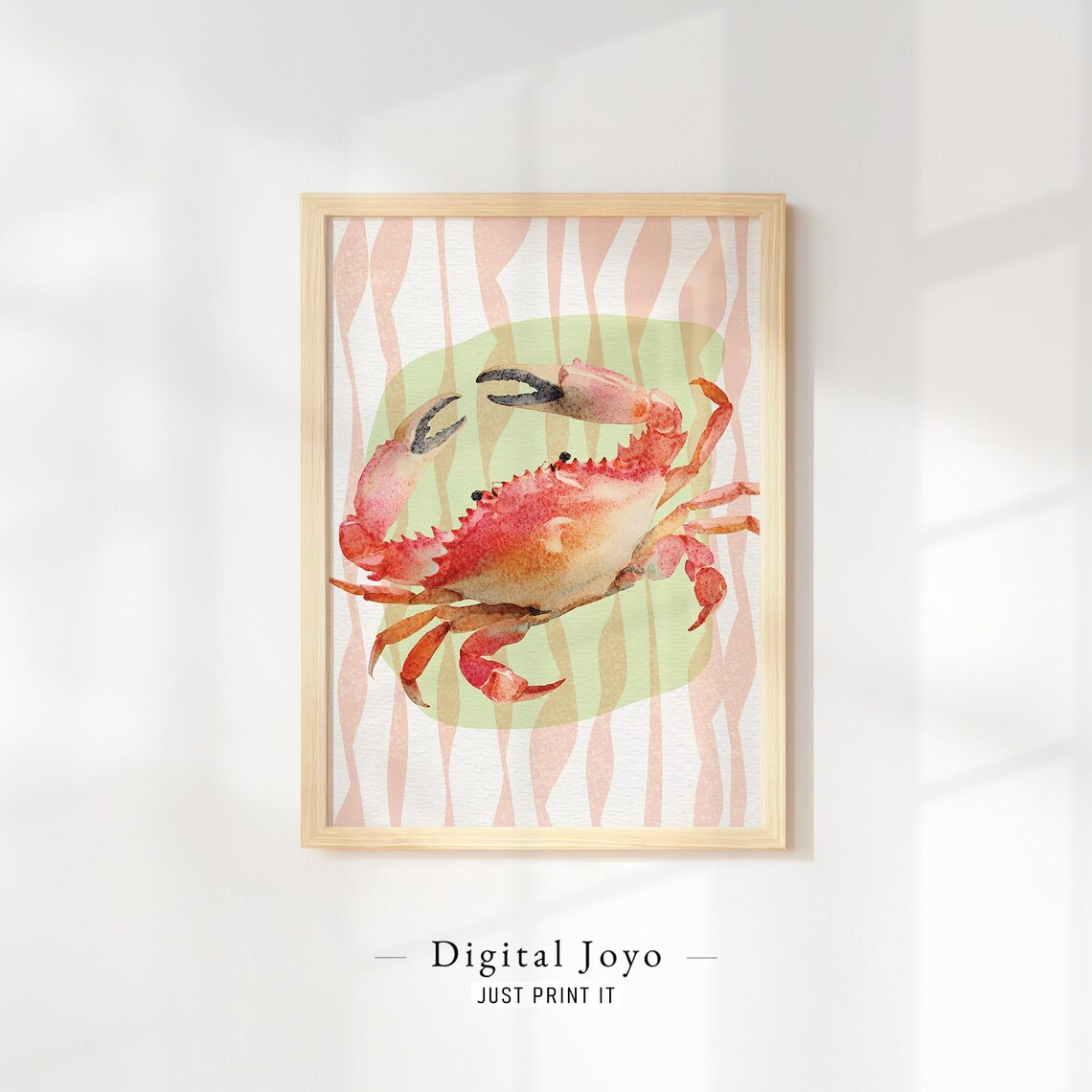 Coral Crab Kitchen Print Coastal Trendy Wall Art