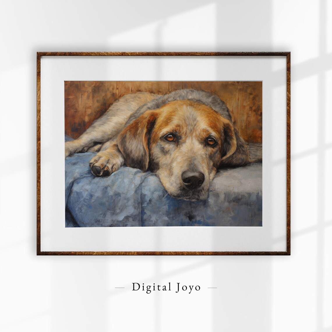 Golden Retriever Oil Painting Dog Portrait Resting Pet Lover Wall Art