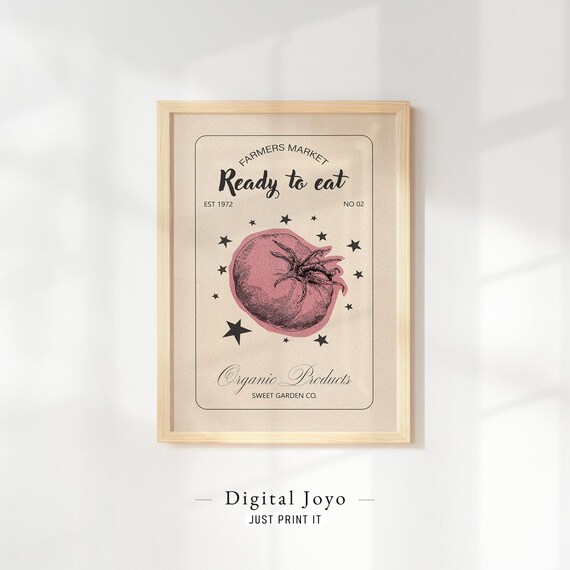 Farmers Market Heirloom Tomato Vintage Botanical Kitchen Wall Poster