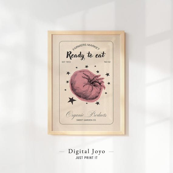Heirloom Tomato Illustration Poster For Farmhouse Kitchen Market Walls