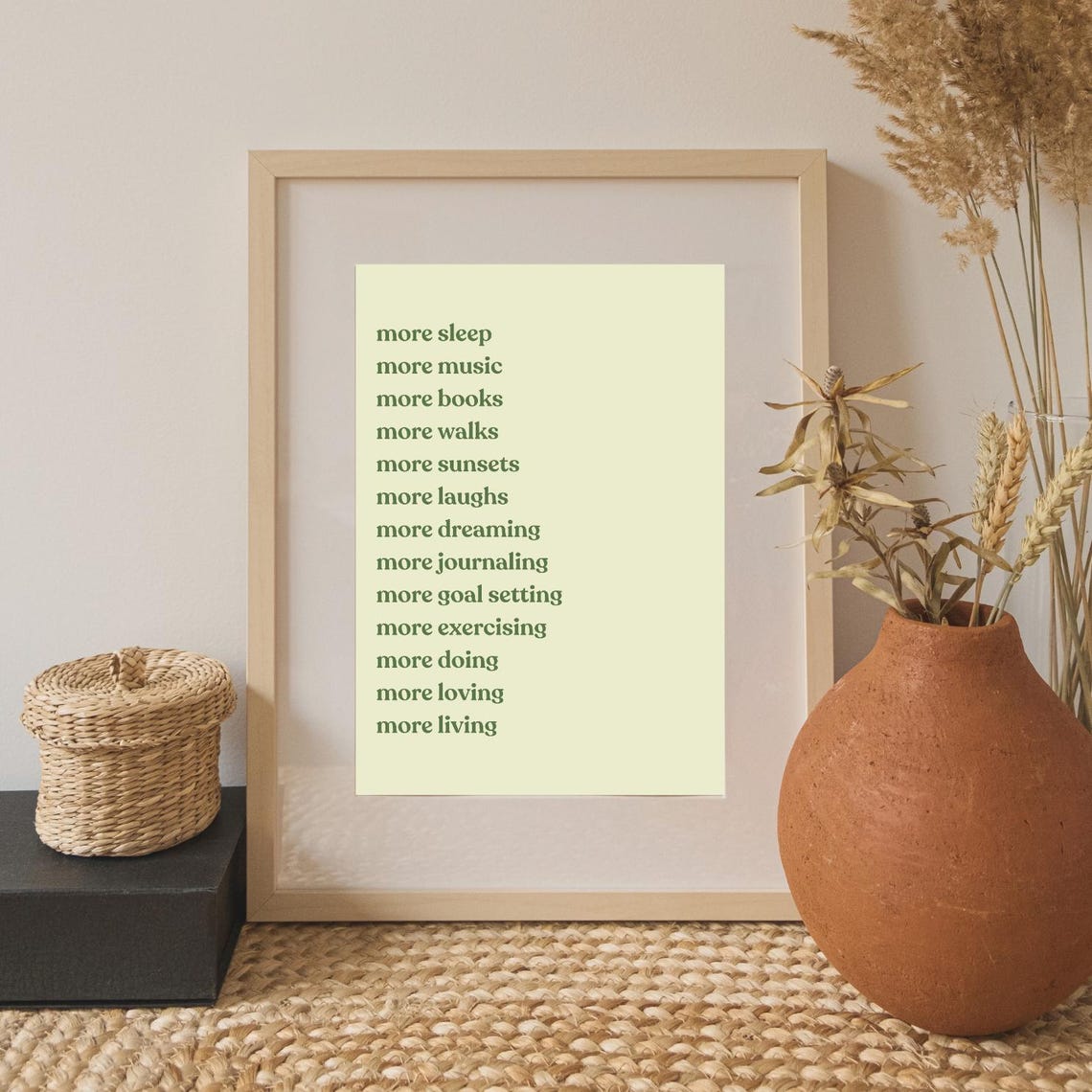 More Sleep More Music More Books Green Minimalist Mantra Poster - Image 3
