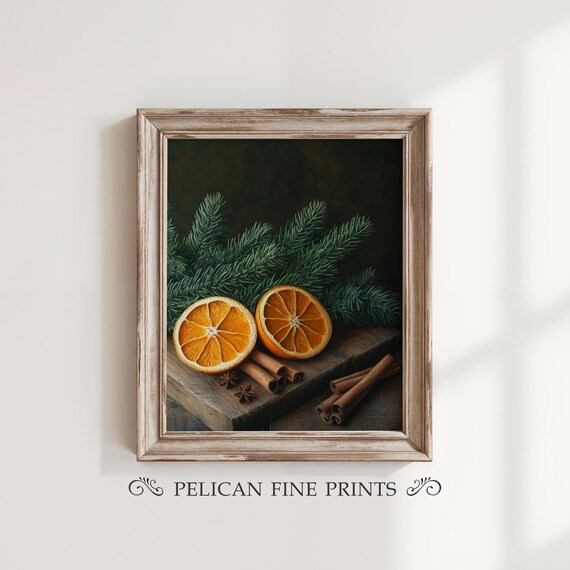 Christmas Still Life Orange Slices Cinnamon Star Anise Pine Print
