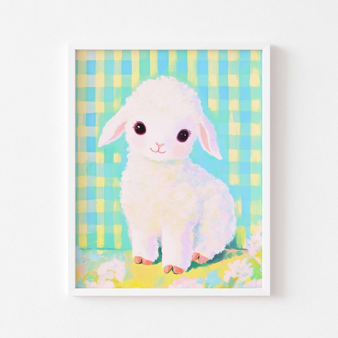 Sweet Fluffy White Lamb With Big Sparkling Eyes Nursery Poster