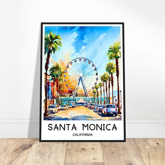 Santa Monica Pier Ferris Wheel California Beach Travel Poster