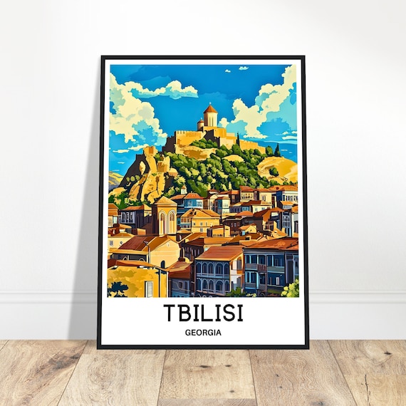 Tbilisi Georgia Old Town Fortress Hill City Skyline Travel Poster