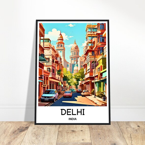 Delhi Travel Print Poster Art India Lover Gift Wall Hanging Home Office Desk Room Decor City Illustration