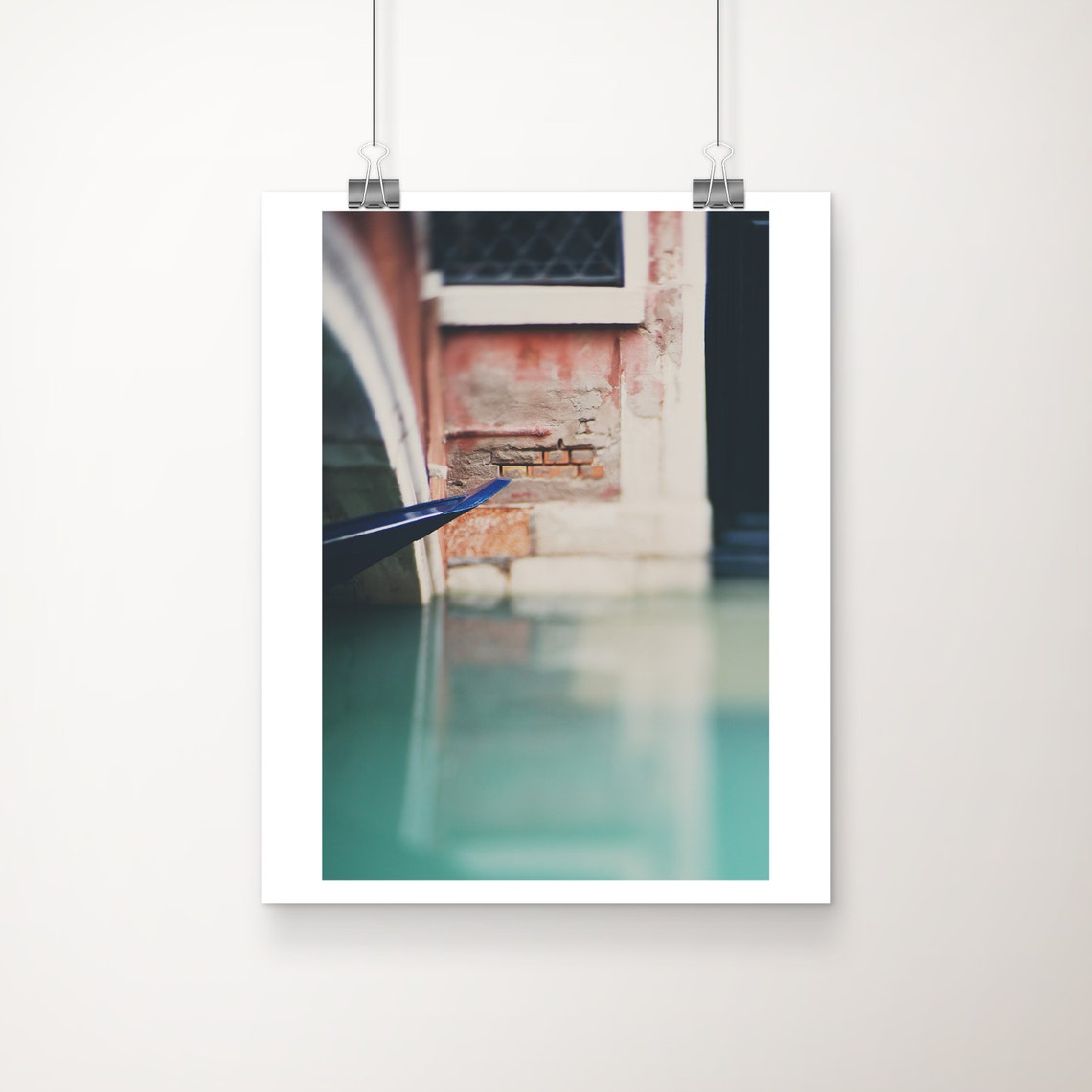 Venice Canal Gondola Under Stone Bridge Tilt-Shift Photo Print