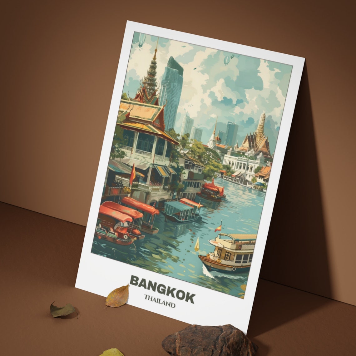 Bangkok Travel Poster Thailand Travel Poster Citycape Painting Print Wall Art Bangkok Home Decor Bangkok Trip Print - Image 4