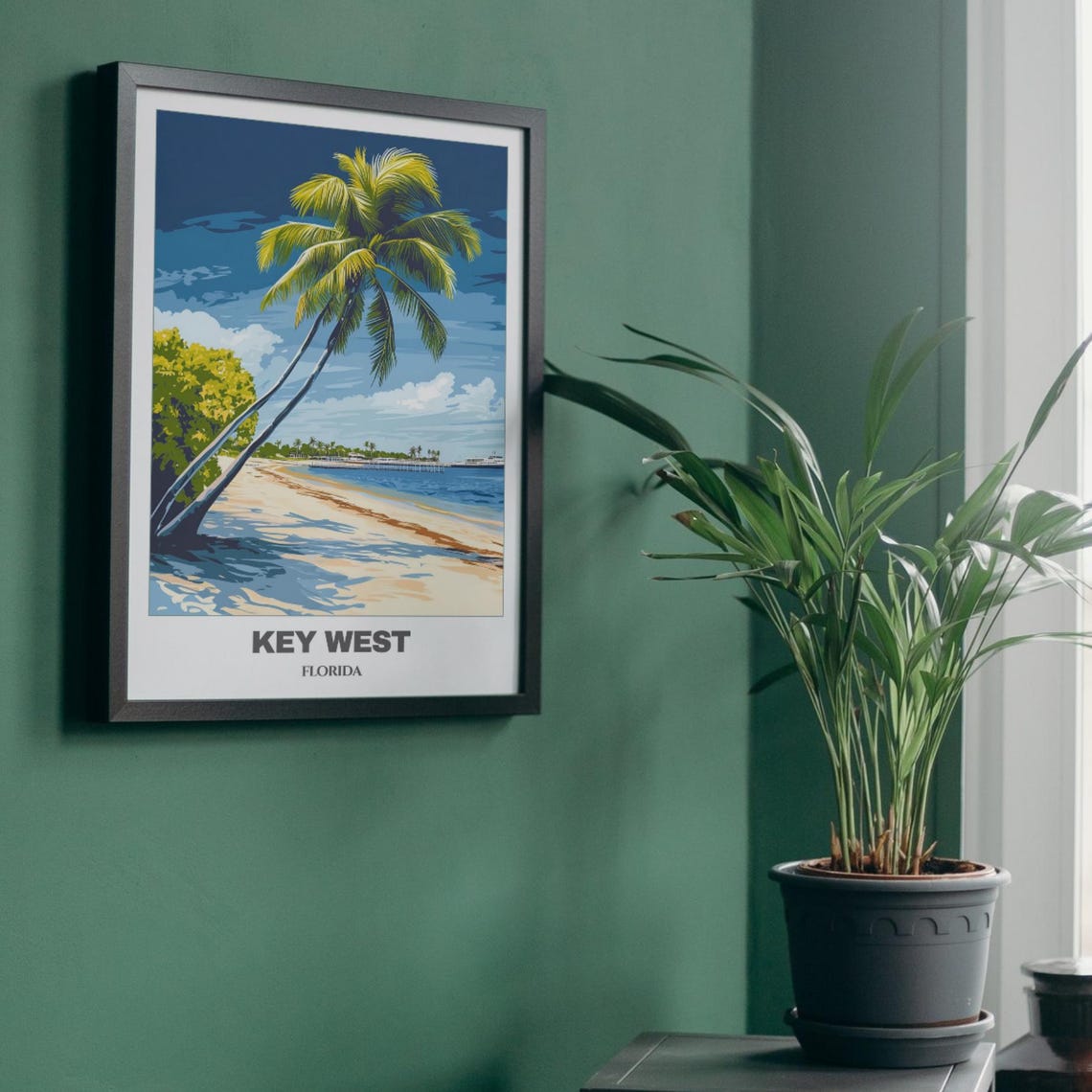 Key West Florida Beach Palm Trees Ocean View Vintage Travel Poster - Image 4