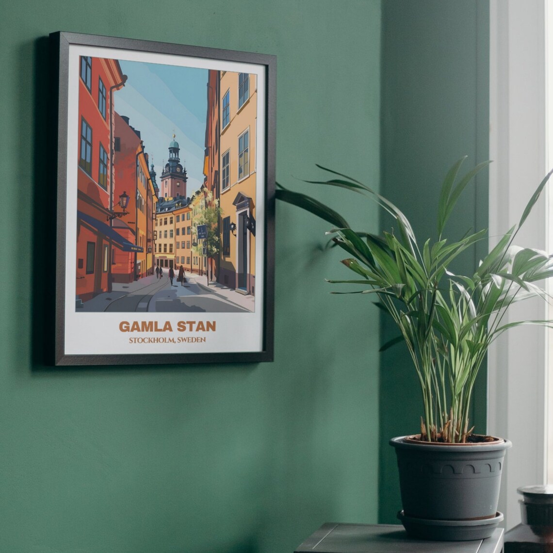 Gamla Stan Stockholm Narrow Cobblestone Street Church Tower Poster - Image 5