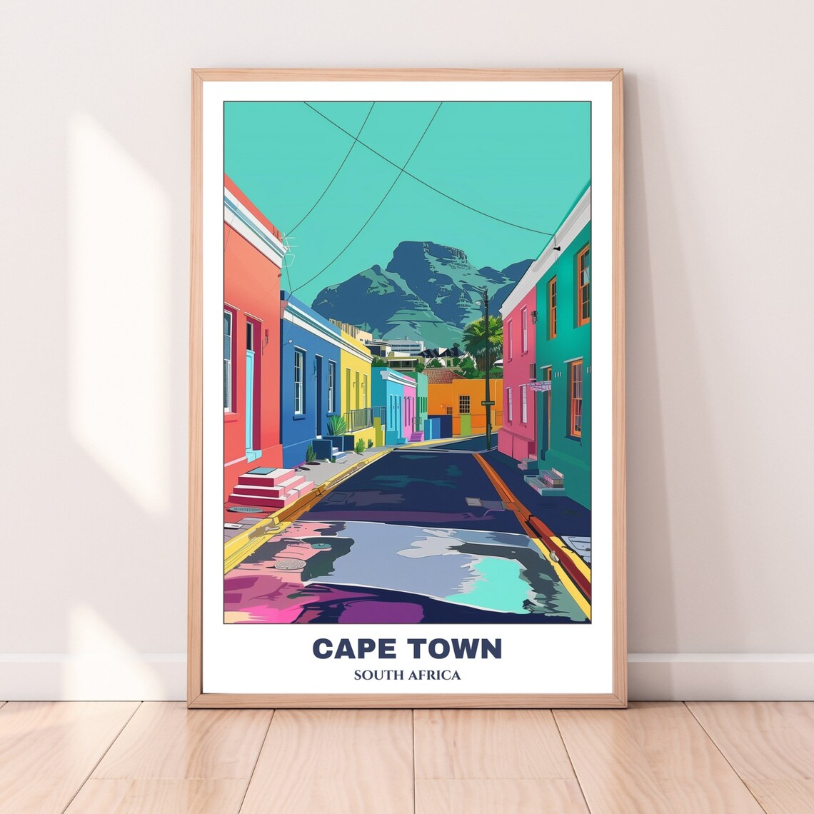 Cape Town Bo Kaap Colorful Houses Table Mountain Travel Poster - Image 4