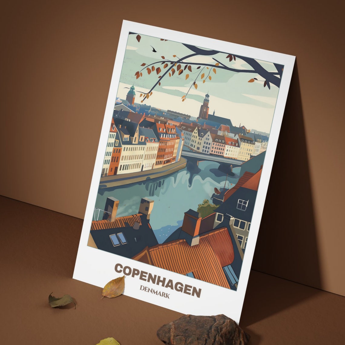 Copenhagen Panoramic Rooftops Canal Autumn View Cityscape Poster - Image 4