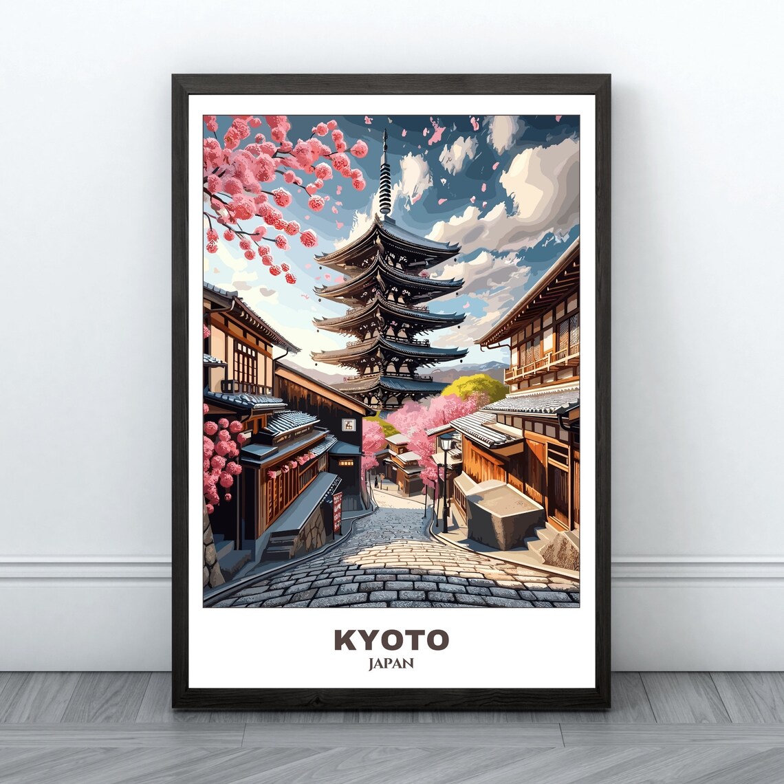 Kyoto Travel Poster, Japan Cityscape Art Print