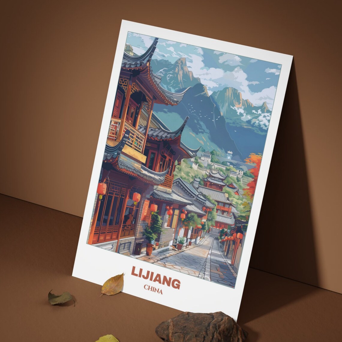 Lijiang Lantern Street Traditional Wooden Houses China Poster - Image 3