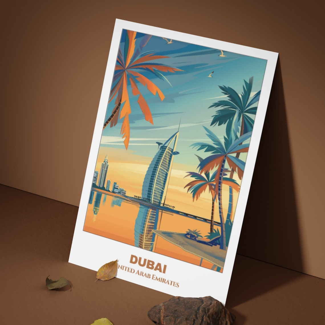 Dubai Travel Poster United Arab Emirates Travel Poster Cityscape Painting Print Wall Art Travel Room Decor Dubai Trip - Image 3