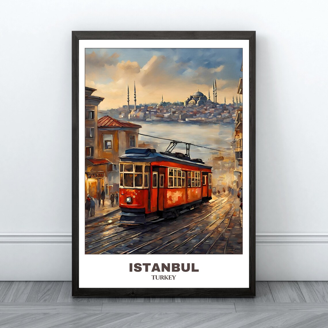 Istanbul Travel Poster, Cityscape Painting Art Print