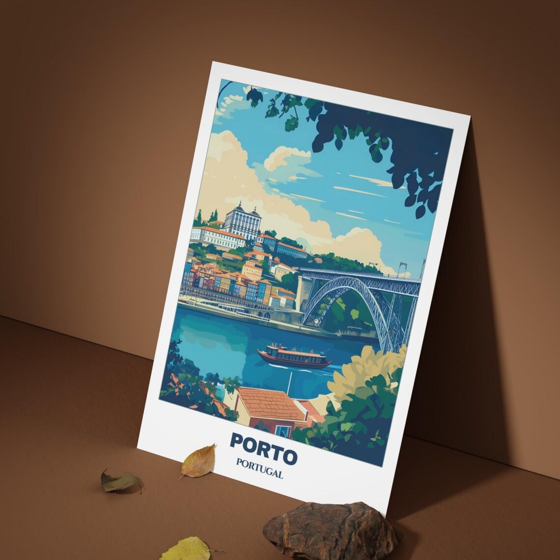Porto Portugal Dom Luis Bridge Riverboat Vintage Travel Poster - Image 5