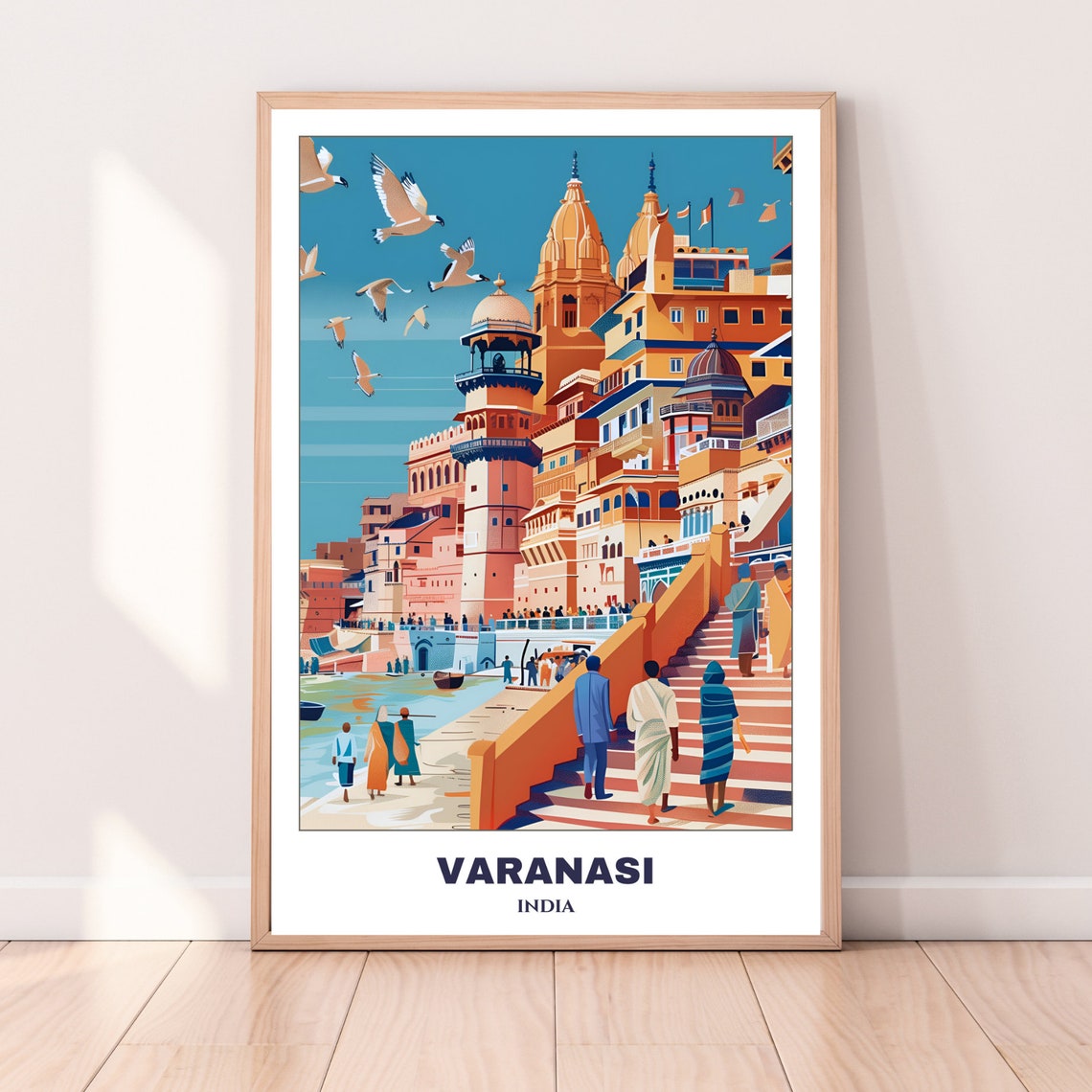Varanasi India Sacred Ghats Temple Steps River Travel Poster - Image 4