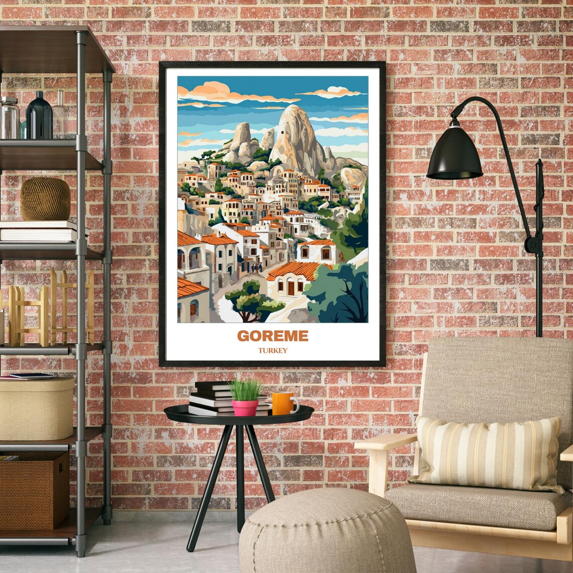 Goreme Turkey Fairy Chimneys Old Town Hillside Vintage Travel Poster - Image 2