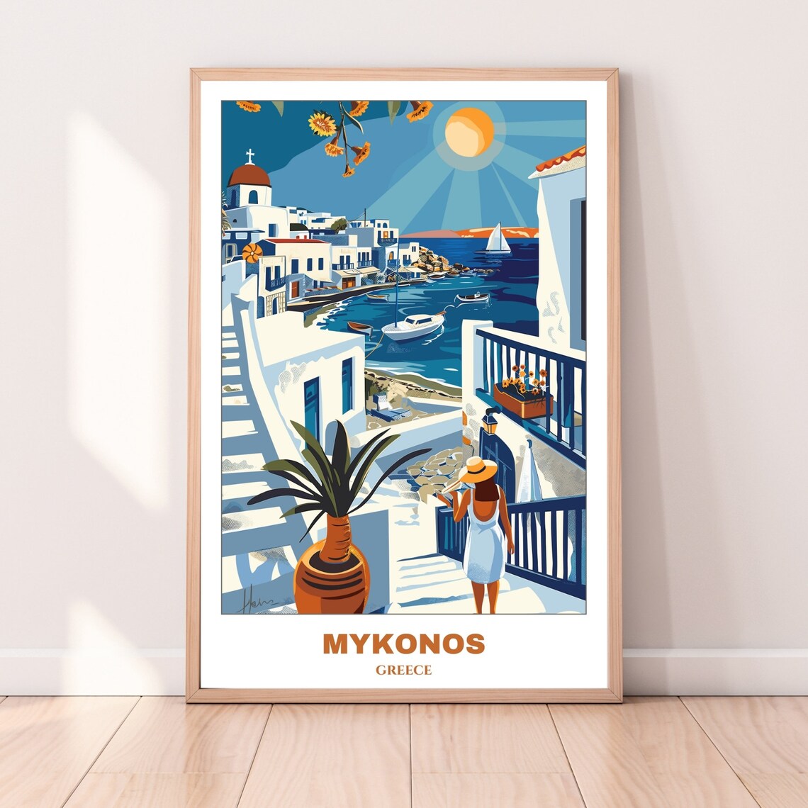Mykonos Travel Poster Greece Travel Poster Cityscape Painting Print Wall Art Travel Wall Art Decor Mykonos Trip - Image 4