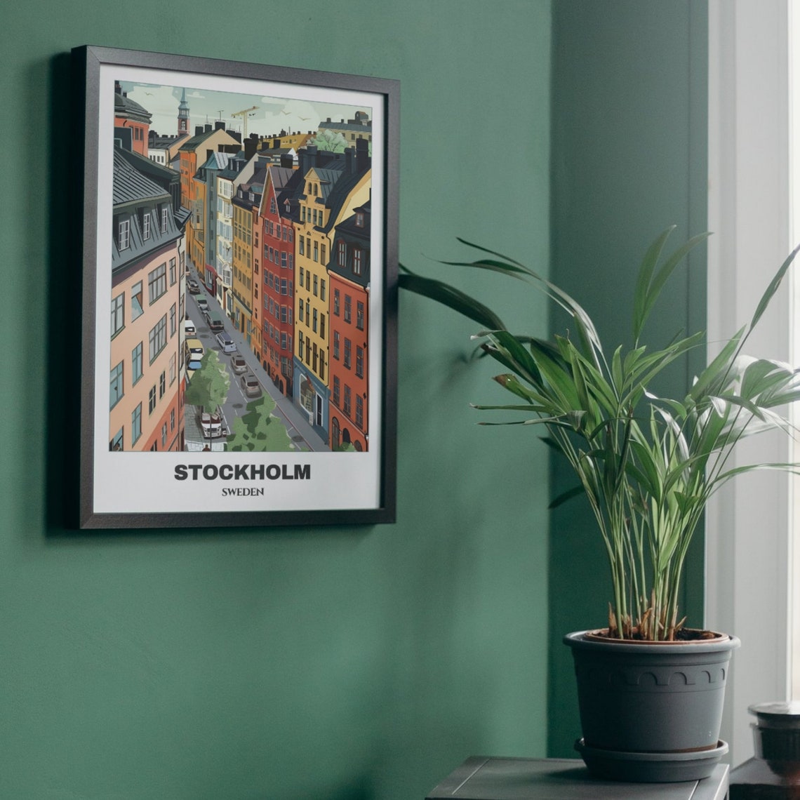 Stockholm Sweden Elevated Street View Colorful Old Buildings Poster - Image 5