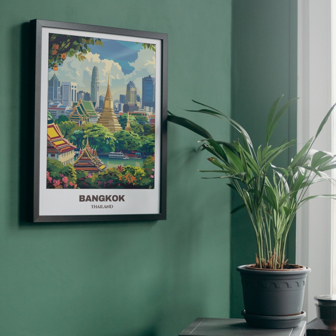 Bangkok Travel Poster, Thailand Cityscape Painting Print - Image 5