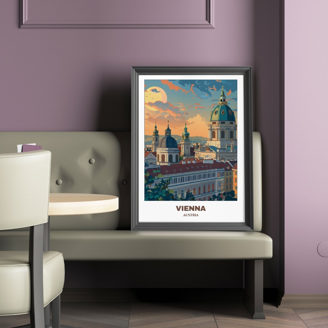 Vienna Austria Sunset Rooftop Panorama Historic Church Domes Poster - Image 2