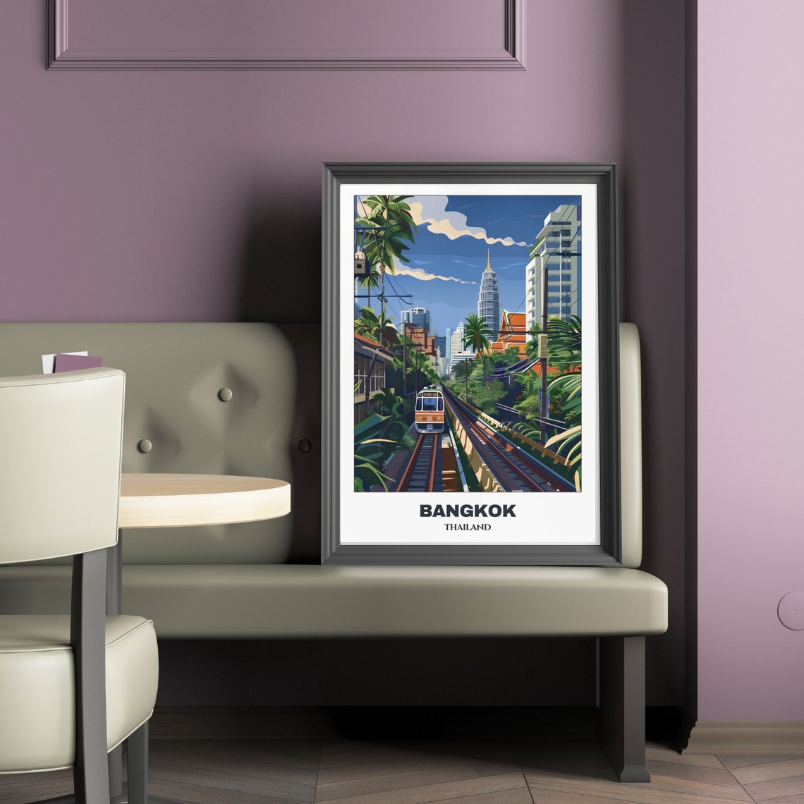 Bangkok Travel Poster Thailand Travel Poster Citycape Painting Print Wall Art Bangkok Home Decor Bangkok Trip Print - Image 2
