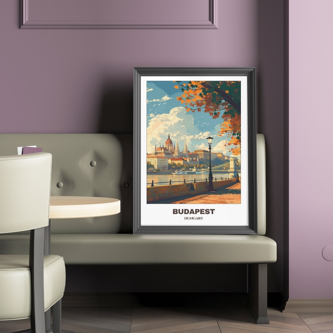 Budapest Hungary Autumn Embankment Parliament Across Danube Poster - Image 2