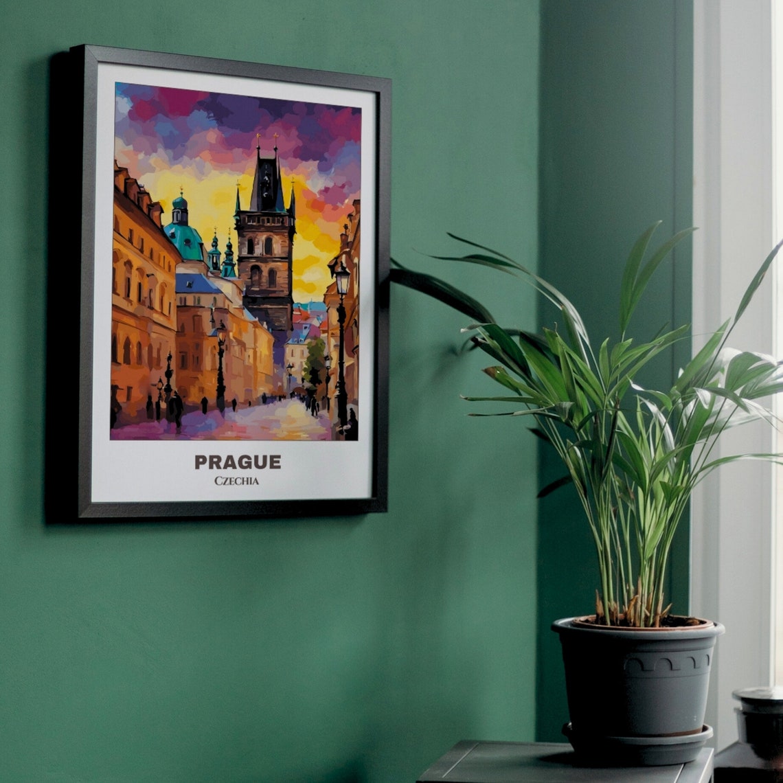 Prague Czechia Historic Old Town Towers Golden Sunset Poster - Image 5