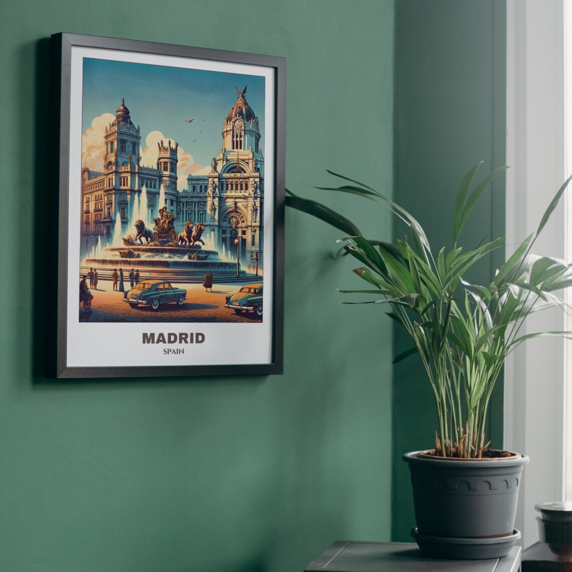 Madrid Spain Plaza de Cibeles Fountain Palace Vintage Poster - Image 4