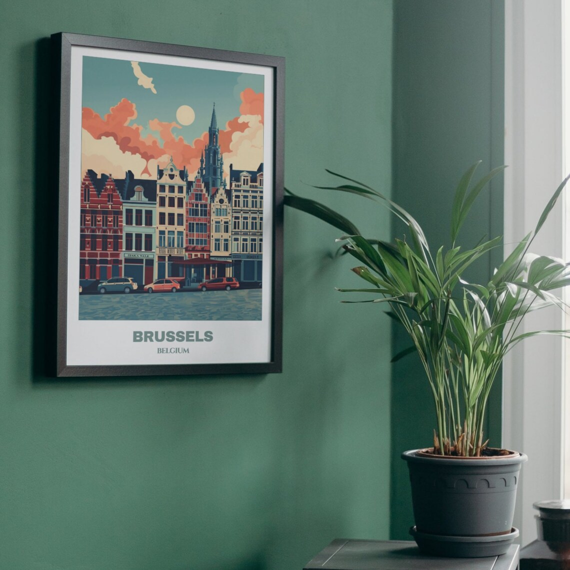 Brussels Grand Place Guildhalls Town Hall Spire Belgium Travel Poster - Image 5