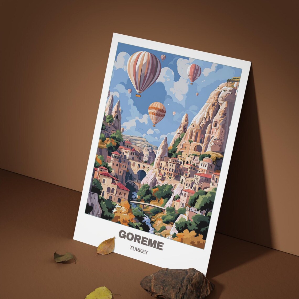 Goreme Turkey Hot Air Balloons Fairy Chimneys Vintage Travel Poster - Image 4
