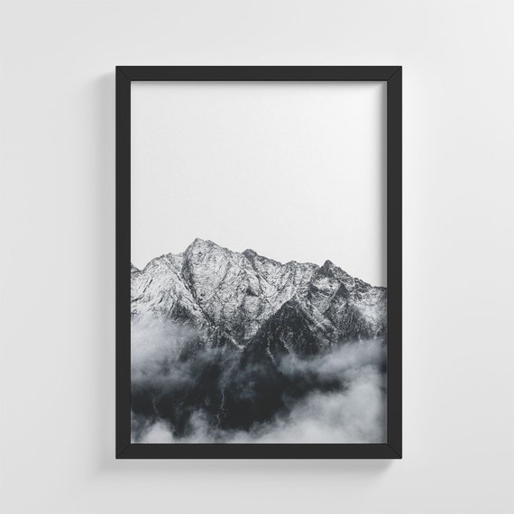 Cloudy Mountain Peaks, Nature Nursery Decor Art Print