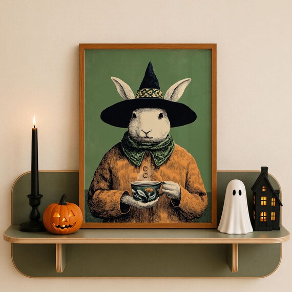 Witch Rabbit Poster Storybook Style Print
