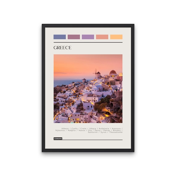 Greece Travel Poster, Color Block Art Print