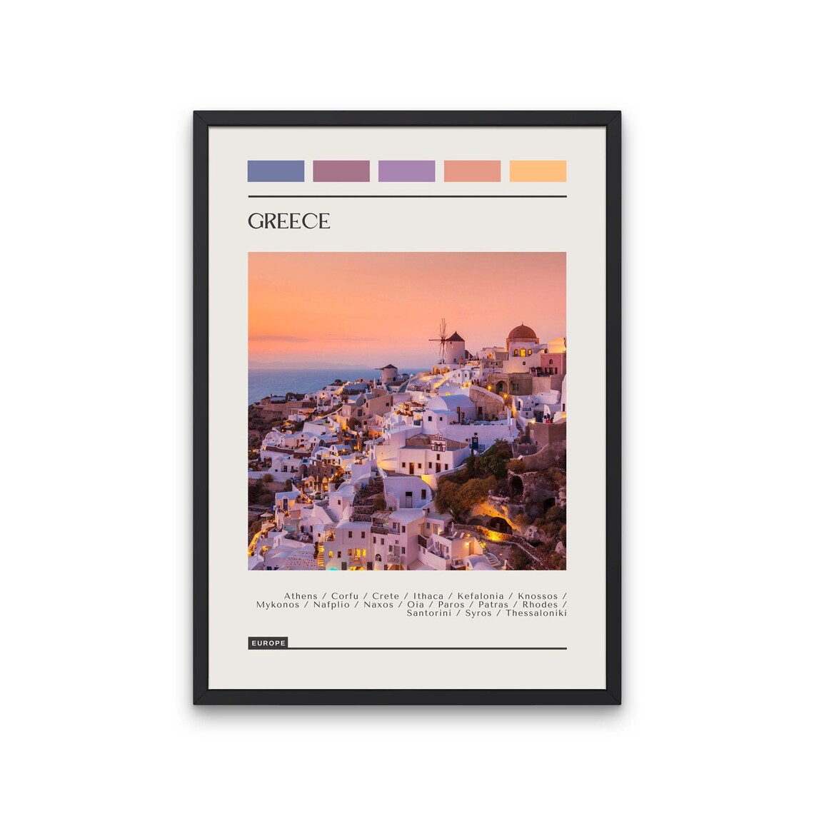 Greece Travel Poster, Color Block Art Print