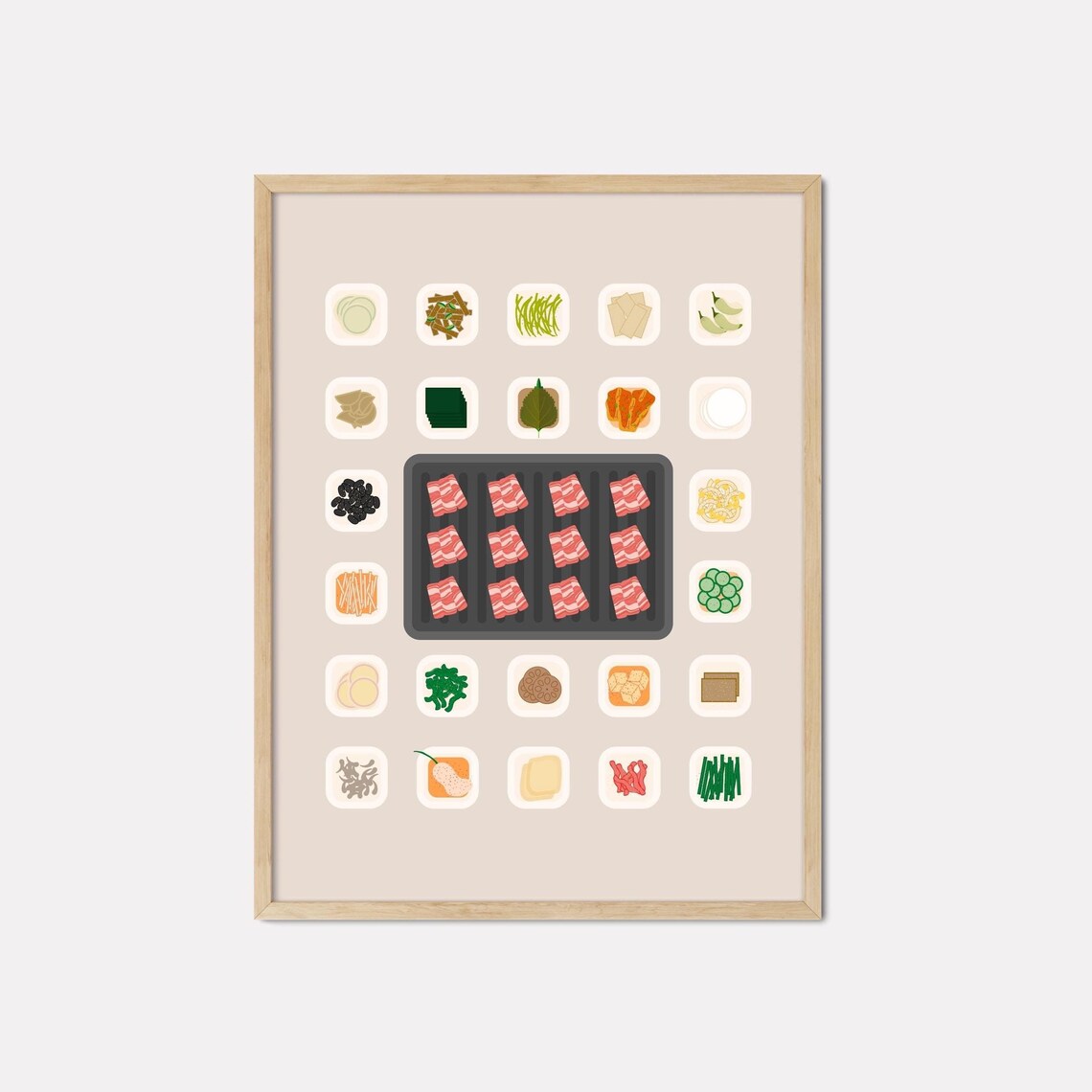 Korean BBQ Galbi Minimalist Food Illustration Modern Kitchen Print