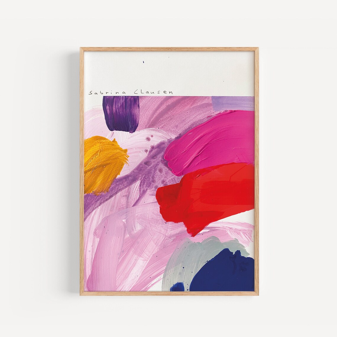 Sabrina Clausen Magenta Pink Ochre Red Abstract Brushstroke Wall Art